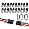 2-Pin Quick Wire Connectors 100 Pack no-strip plug wire splice with red black wire feature diagram white background