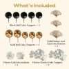 Gold & black ball, ginkgo leaf and flower cake picks included in 21 piece graduation cake topper set