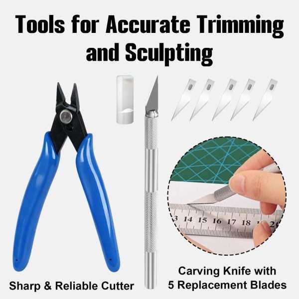 Cutting plier and carving knife set from 3D Printer Maintenance Tool Kit for accurate 3D model trimming and sculpting