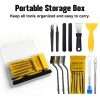 All accessories of 3D Printer Maintenance Tool Kit stored in portable transparent storage box for easy organization