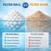 Comparison chart of lightweight pool filter sand replacement balls vs heavy traditional pool filter sand media
