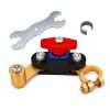 Solid brass top post battery disconnect switch kit with installation wrench and spacer ring for vehicle batteries