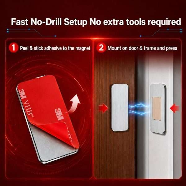 No-drill installation steps for ultra-thin cabinet magnets, peel and stick adhesive magnetic door catches
