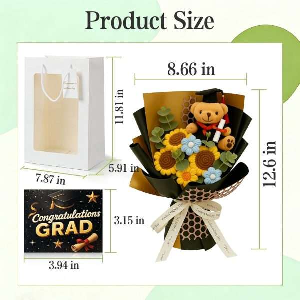 graduation bear crochet flower bouquet with sunflower 2