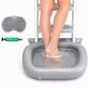 Gray inflatable pool foot bath basin with matching air pump and massage foot pad for pre-pool foot rinsing