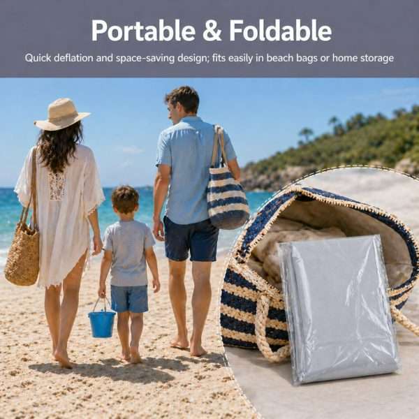 Foldable inflatable pool foot bath basin compactly packed for beach and outdoor pool storage