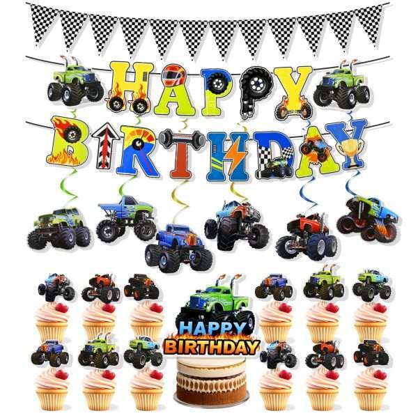 monster truck birthday decoration kit for kids