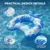 Practical features of inflatable pool float chairs, sturdy handles, built-in cup holders and thick PVC material