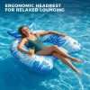 Ergonomic headrest inflatable pool float chair with cup holder for comfortable adult water lounging
