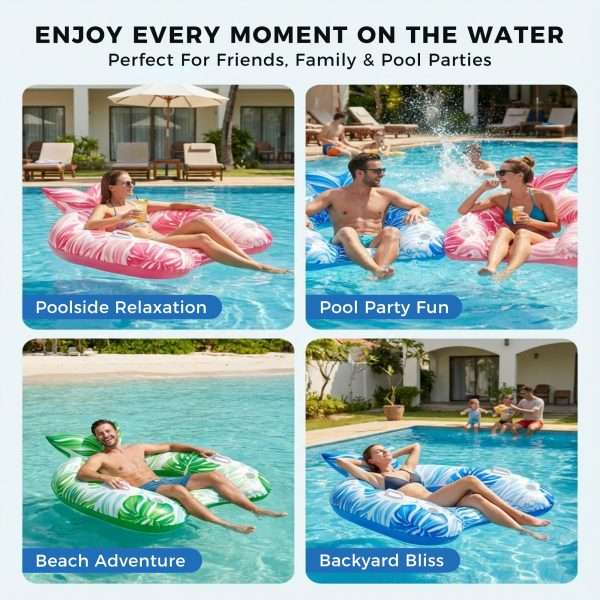 Versatile inflatable pool float chairs for poolside relaxation, beach trips and summer pool party gatherings