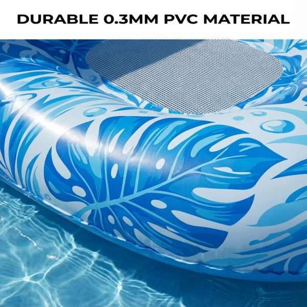 Durable 0.3mm thick PVC material mesh seat detail of Adult Pool Float with Canopy inflatable raft