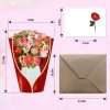 Size measurement chart of 3D Peony Pop-Up Mother's Day Card, matching note card and mailing envelope dimensions