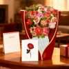 3D Peony Pop-Up Mother's Day Card complete set with kraft envelope and blank floral note card on table
