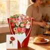 3D Peony Pop-Up Mother's Day Card placed on breakfast table as sweet surprise gift for mom