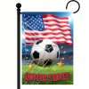 USA Soccer Garden Flag featuring American flag, soccer ball and United States letter print for sports yard decor