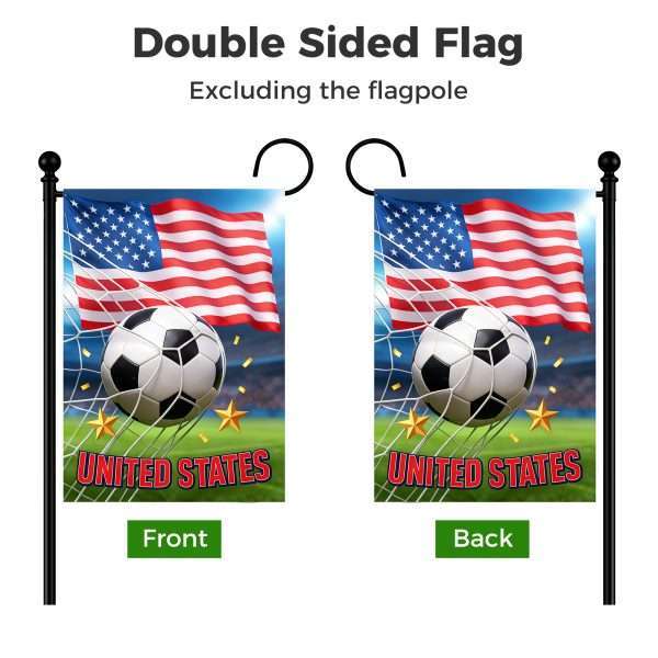 Double sided USA Soccer Garden Flag with identical front and back soccer American flag print