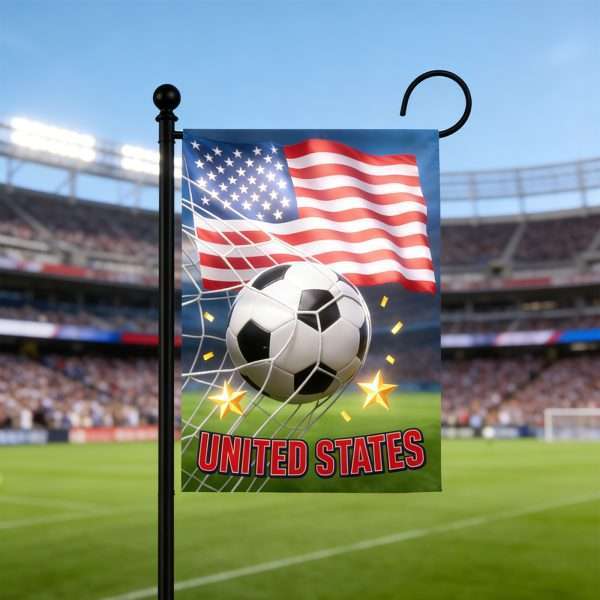 USA Soccer Garden Flag with stadium background, Team USA World Cup themed yard decorative flag