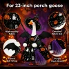 23-inch porch goose witch costume feature details fabric hat bat wings and purple mesh broom