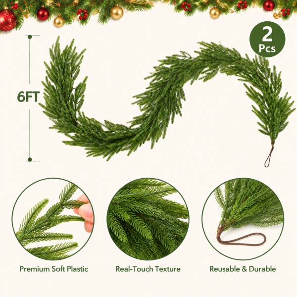 Real Touch Norfolk Pine Christmas Garland