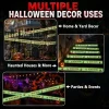 Multiple Halloween decor uses for glow caution tape – home and yard, haunted house stairs, parties and events