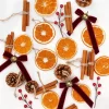 Allyix 48-piece natural Christmas ornament set – dried orange slices, cinnamon stick bundles, pinecones, red berry picks and burgundy velvet bows with bells on jute twine