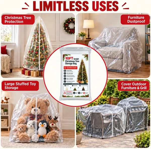Limitless uses – Christmas tree protection, furniture dust cover, large stuffed toy storage, covering outdoor furniture and a grill