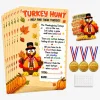 Allyix Thanksgiving turkey hunt game set – 25 game cards, 50 paper turkeys, 3 gold winner medals and glue dots